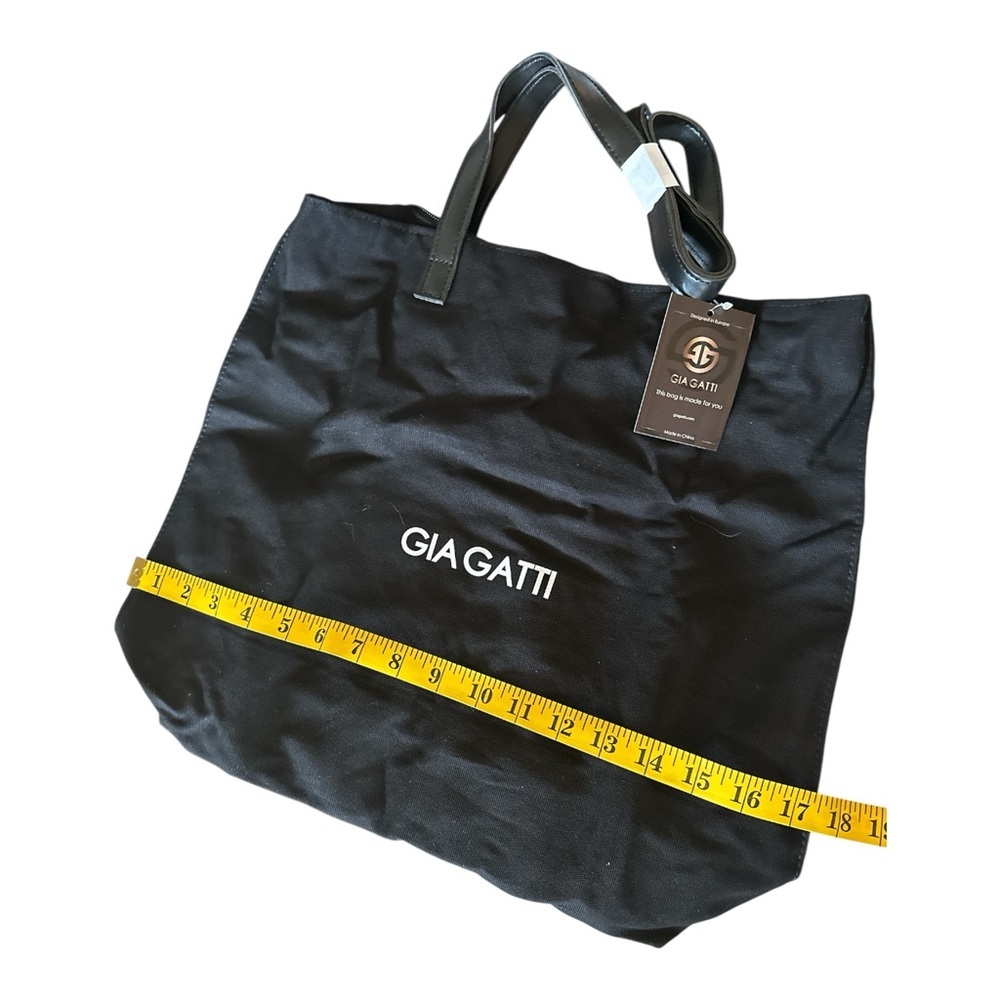 Gia Gatti Large Black Canvas Tote Bag NWT Weekender Travel Gym Shoulder Bag - Picture 4 of 11